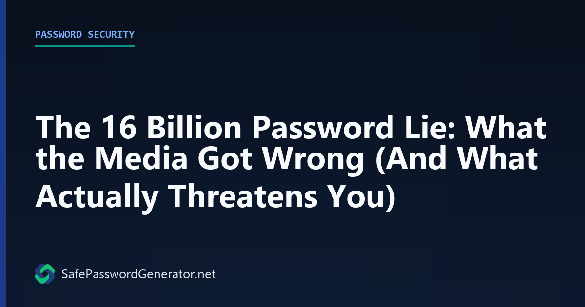 The 16 Billion Password Lie: What Actually Threatens You in 2026