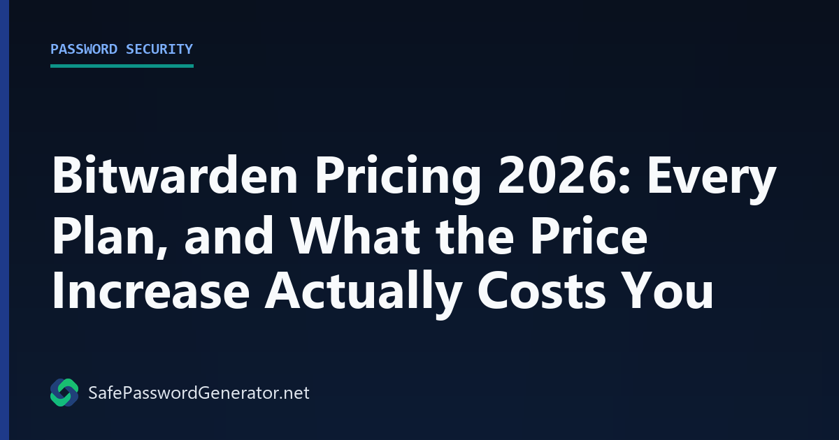 Bitwarden 2026 pricing comparison showing $19.80 premium cost vs alternatives