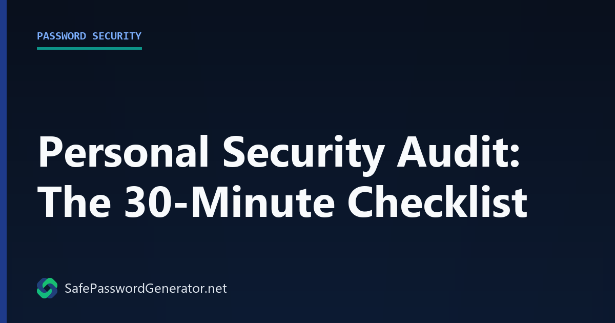 Personal security audit checklist covering accounts, passwords, MFA, and cleanup