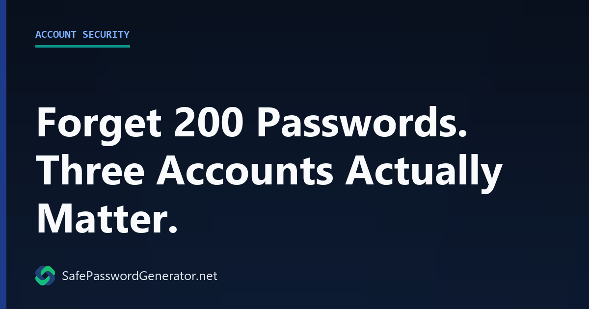 Forget 200 Passwords. Three Accounts Actually Matter.