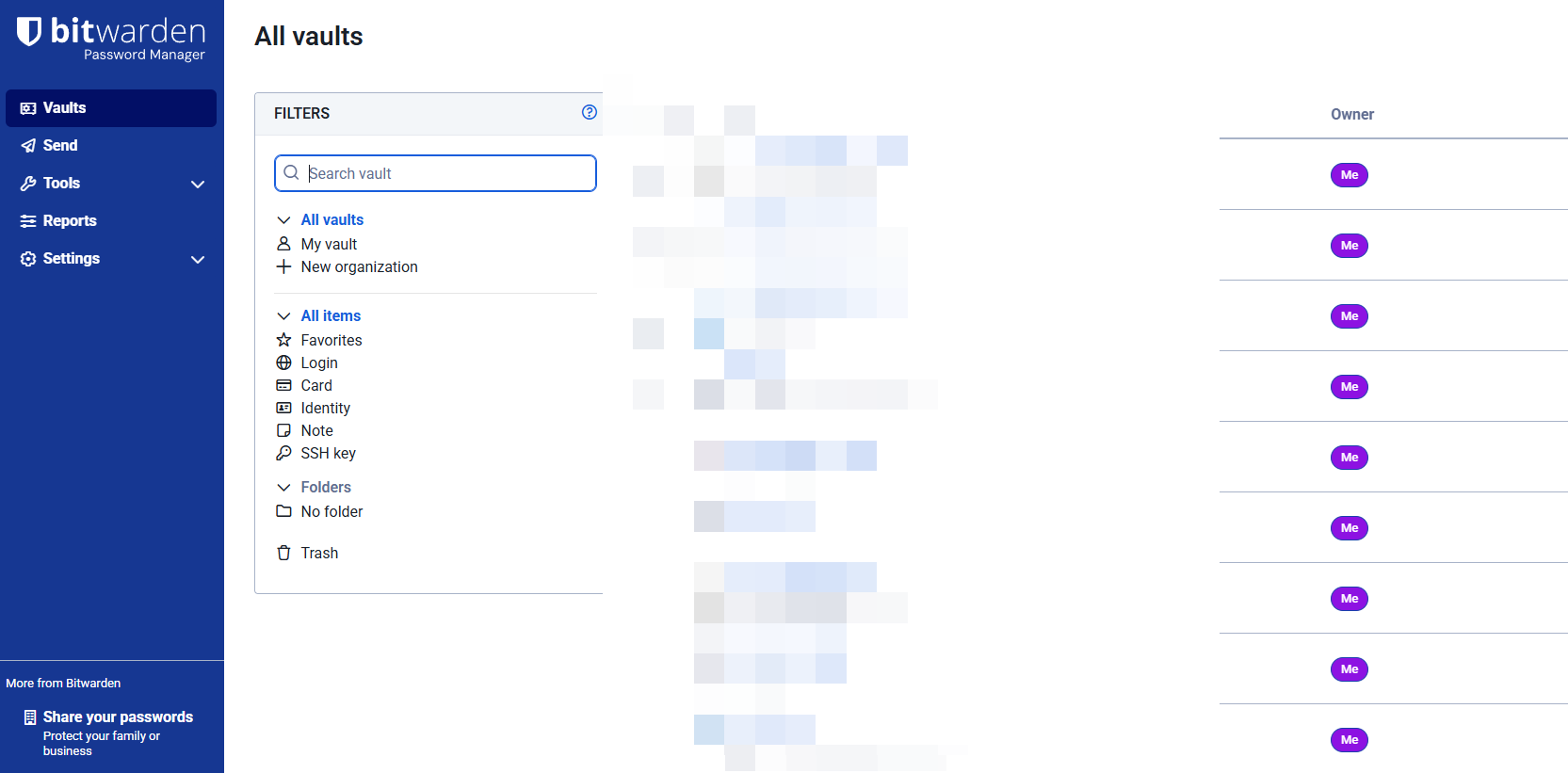Bitwarden login screen showing master password entry with device login option