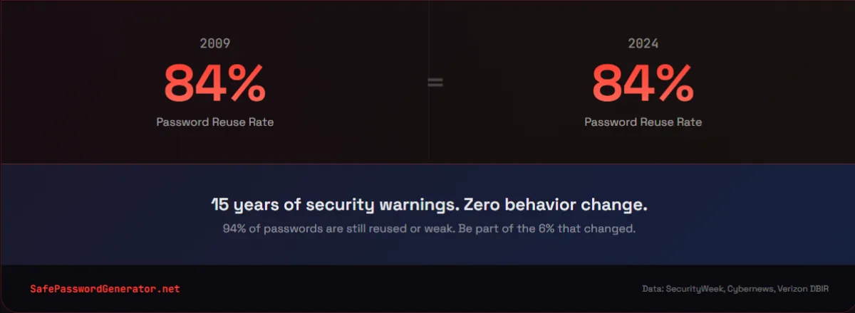 password reuse rate 84 percent unchanged from 2009 to 2024